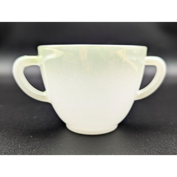 1960's Federal Milk Glass Vintage Soft Green Accent Sugar Bowl - Picture 2 of 6